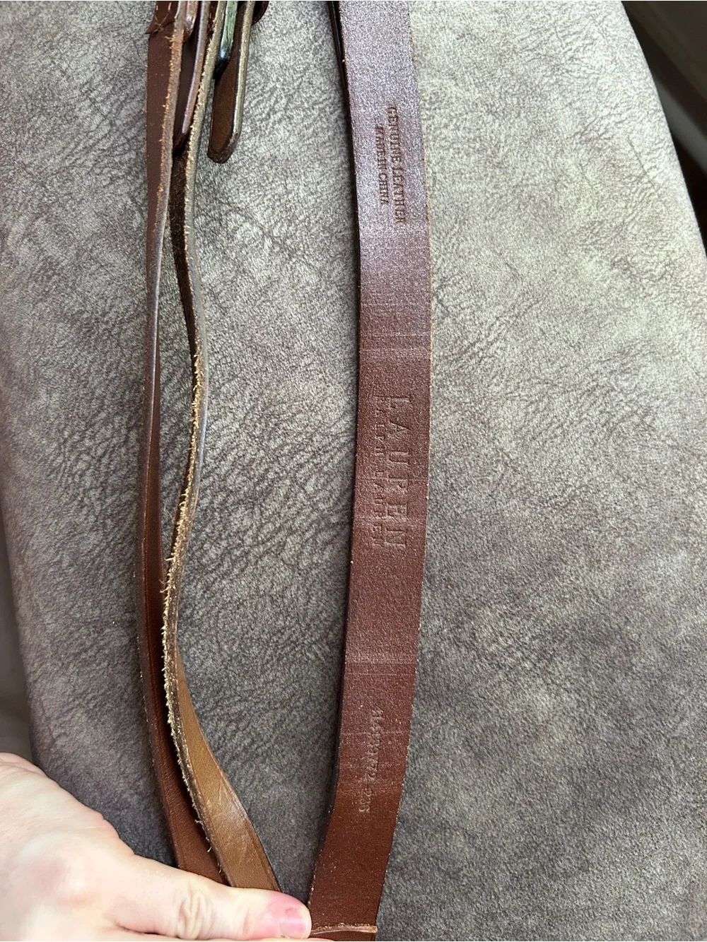 Vintage Lauren Ralph Lauren Equestrian Style Brown Leather Belt with Gold Buckle